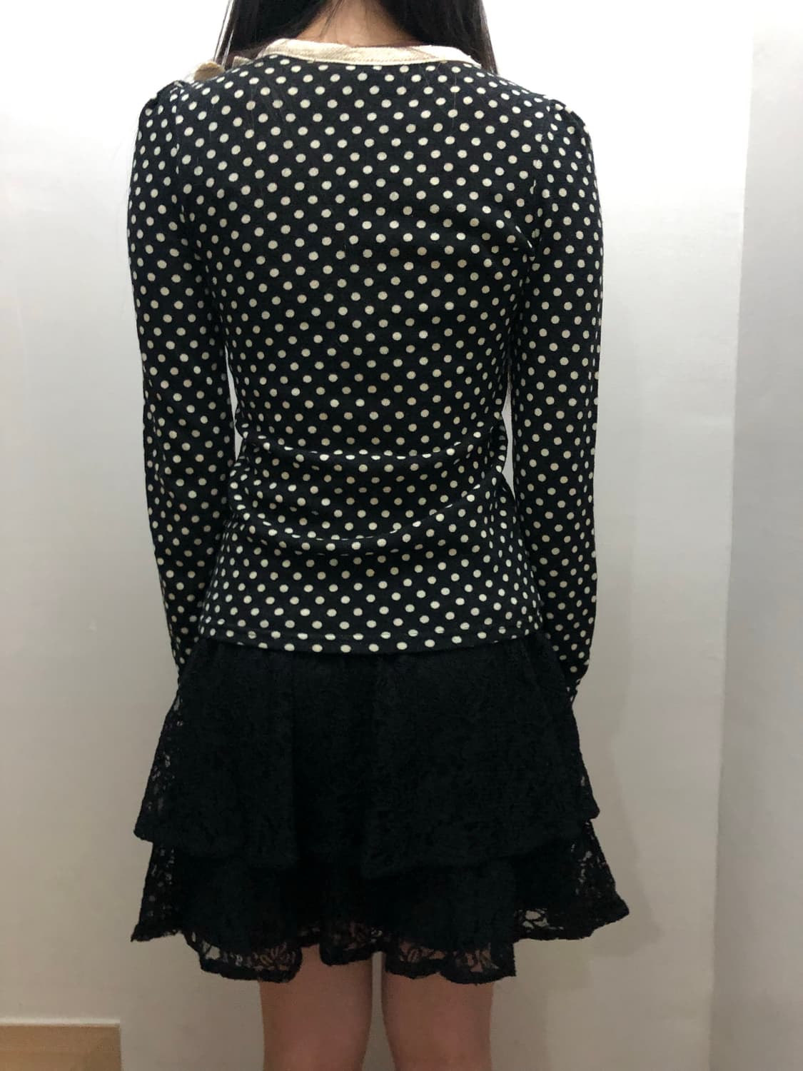 빈티지 블랙 도트 리본 탑 상품이미지8