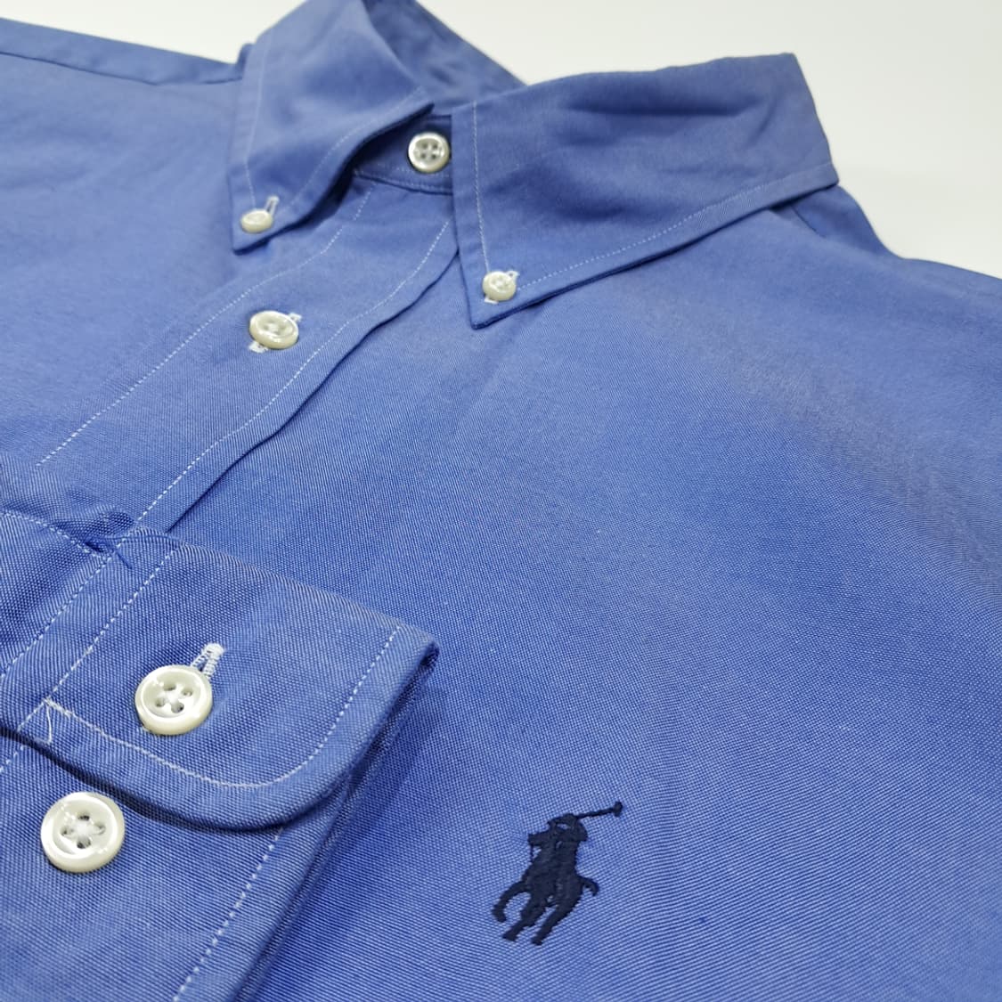 CL253 4XL 폴로 90s 홍콩판 코튼 버튼다운 블루 셔츠 남방 상품이미지4