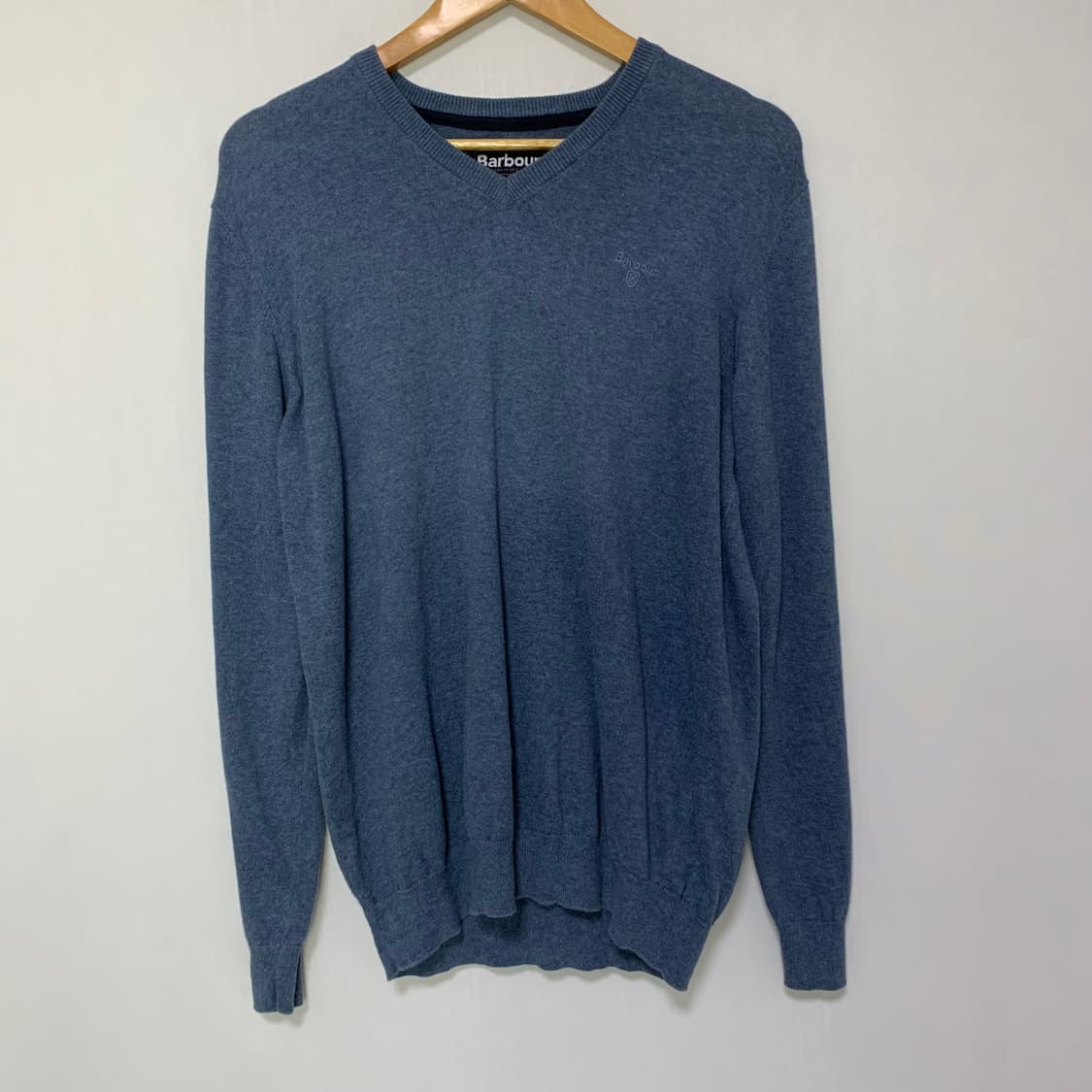 바버 빈티지 브이넥 니트 네이비 M 남성 긴팔 니트 상품이미지2