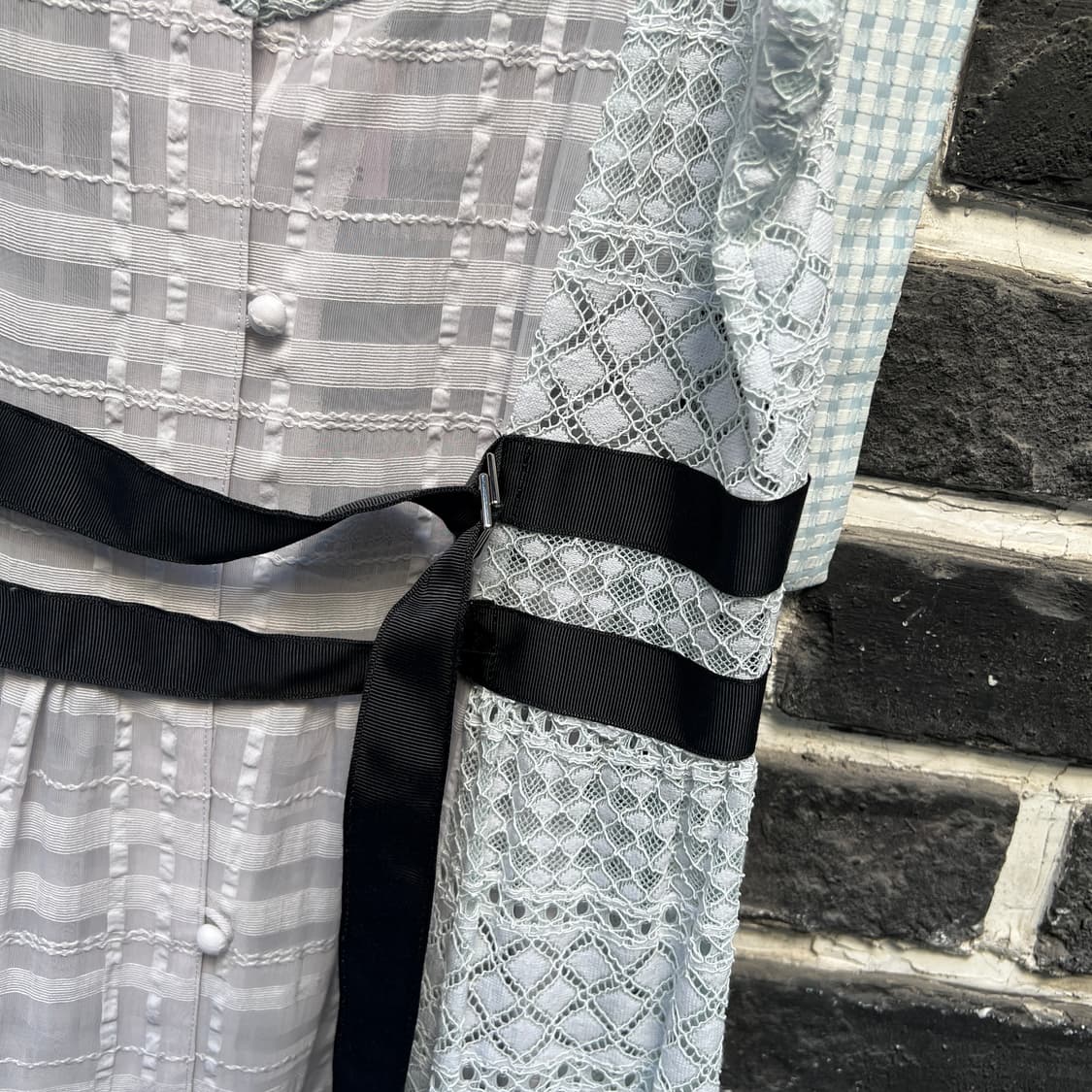 rurumu: 레이스업 플리츠 원피스 상품이미지3