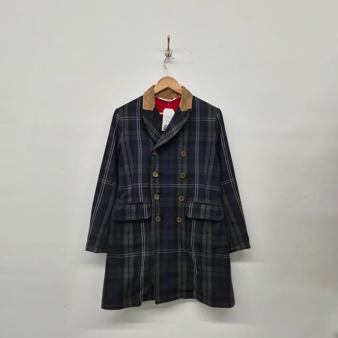 45RRPM 체크 코듀로이 카라 더블 코트 여성 S 상품이미지1