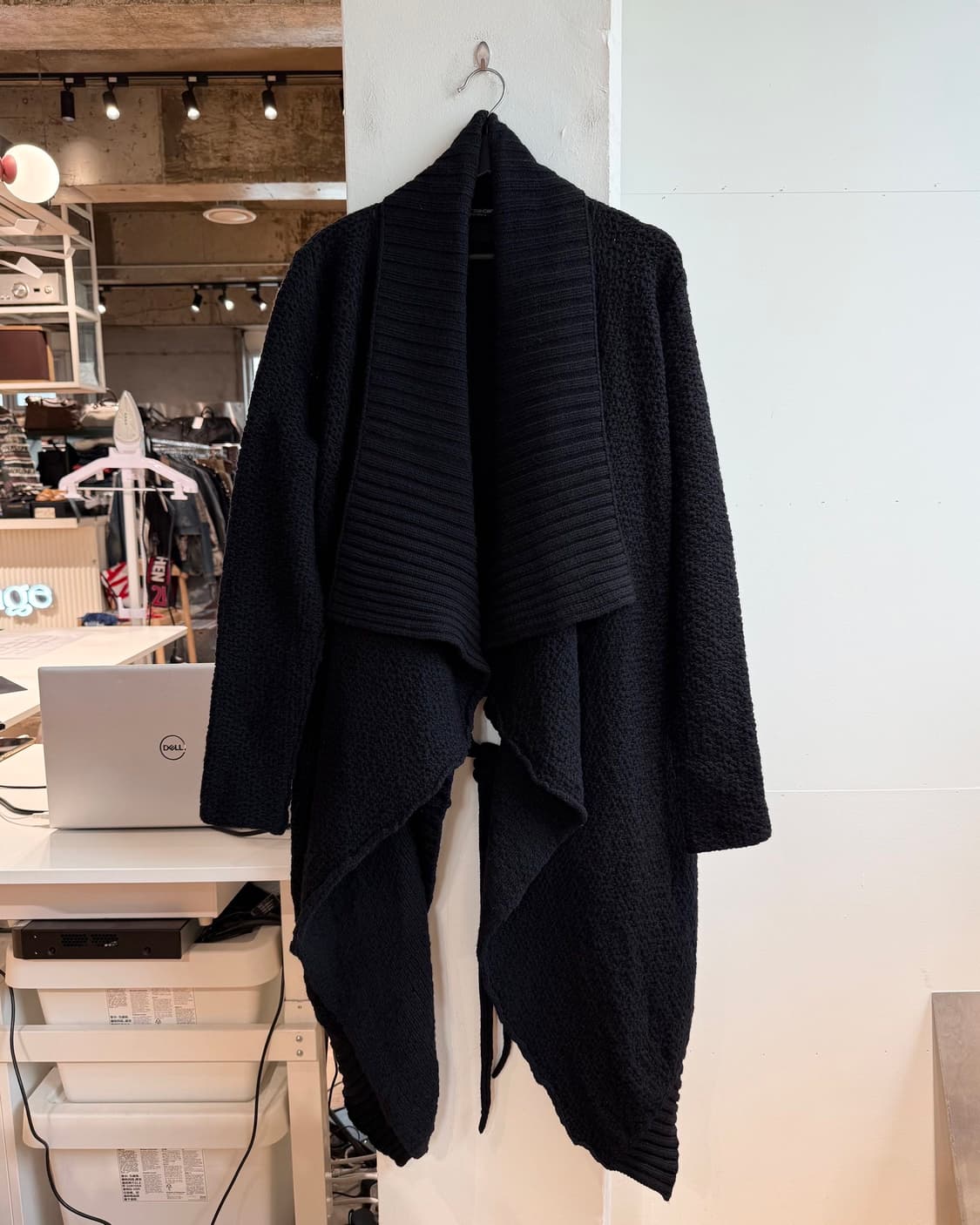 다니엘 안드레센 블랙 드레이핑 울 가디건 코트 상품이미지2