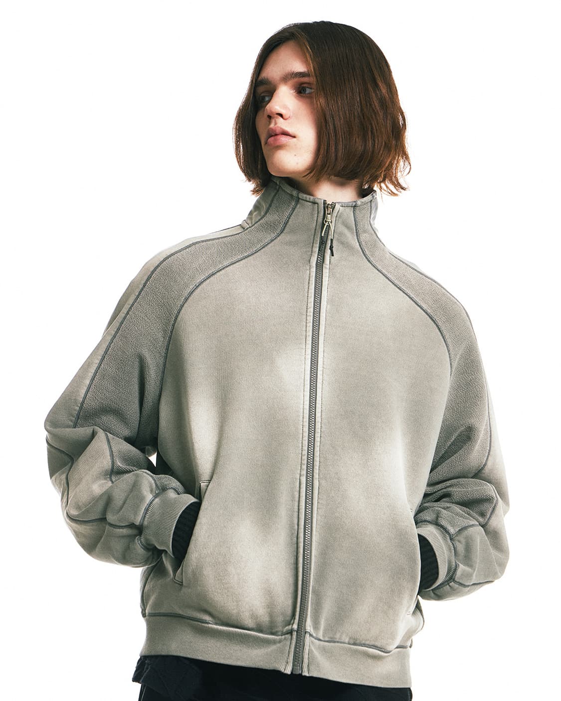 언어펙티드 다이드 스탠드 카라 집업 스웨트 상품이미지2