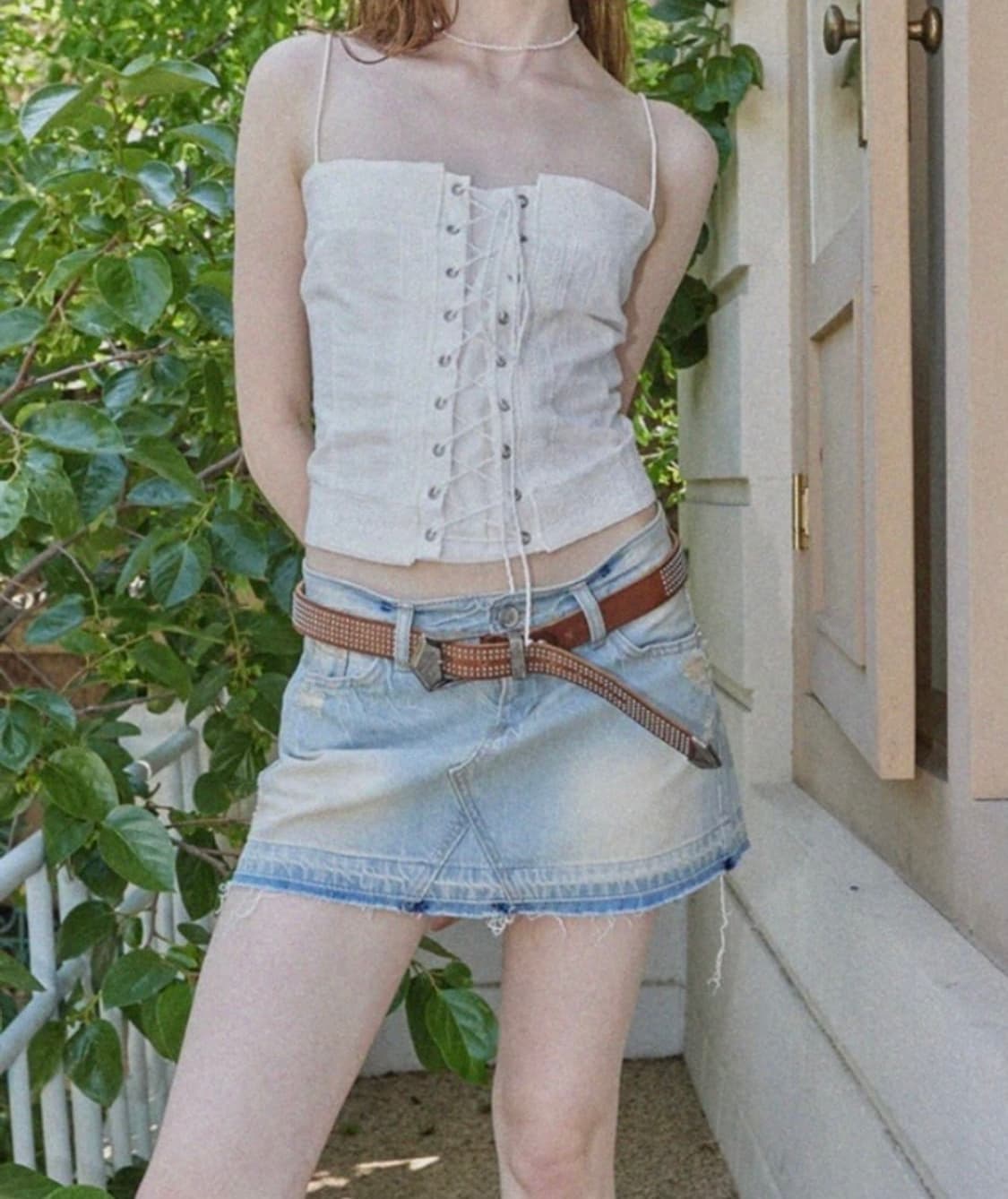 보헤미안서울 데님스커트 로우라이즈 (실착 사진ㅇ) 상품이미지5