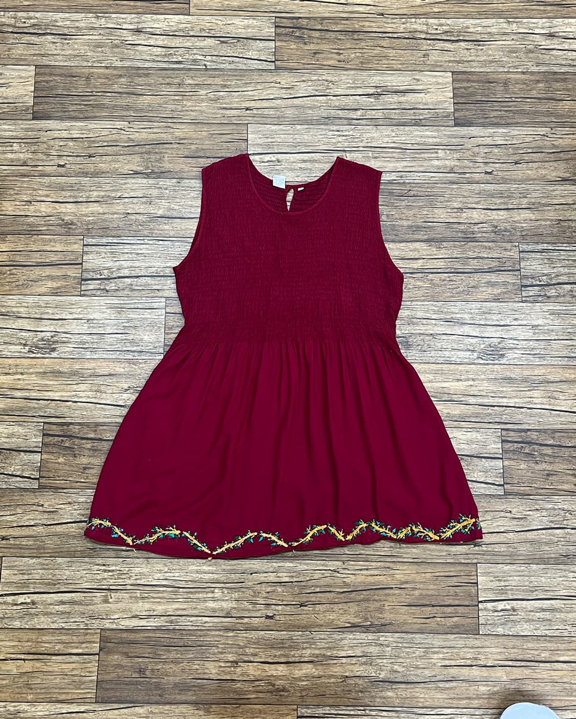 [ frisilroom ] 레드 스모킹 자수 원피스 상품이미지1