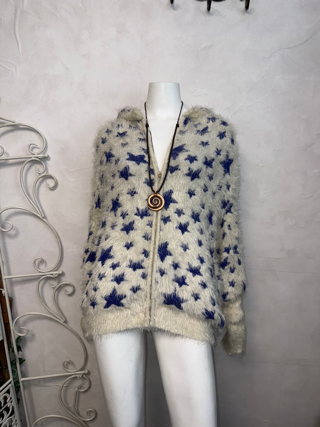 Egoist white blue grunge star over 후드집업  상품이미지5