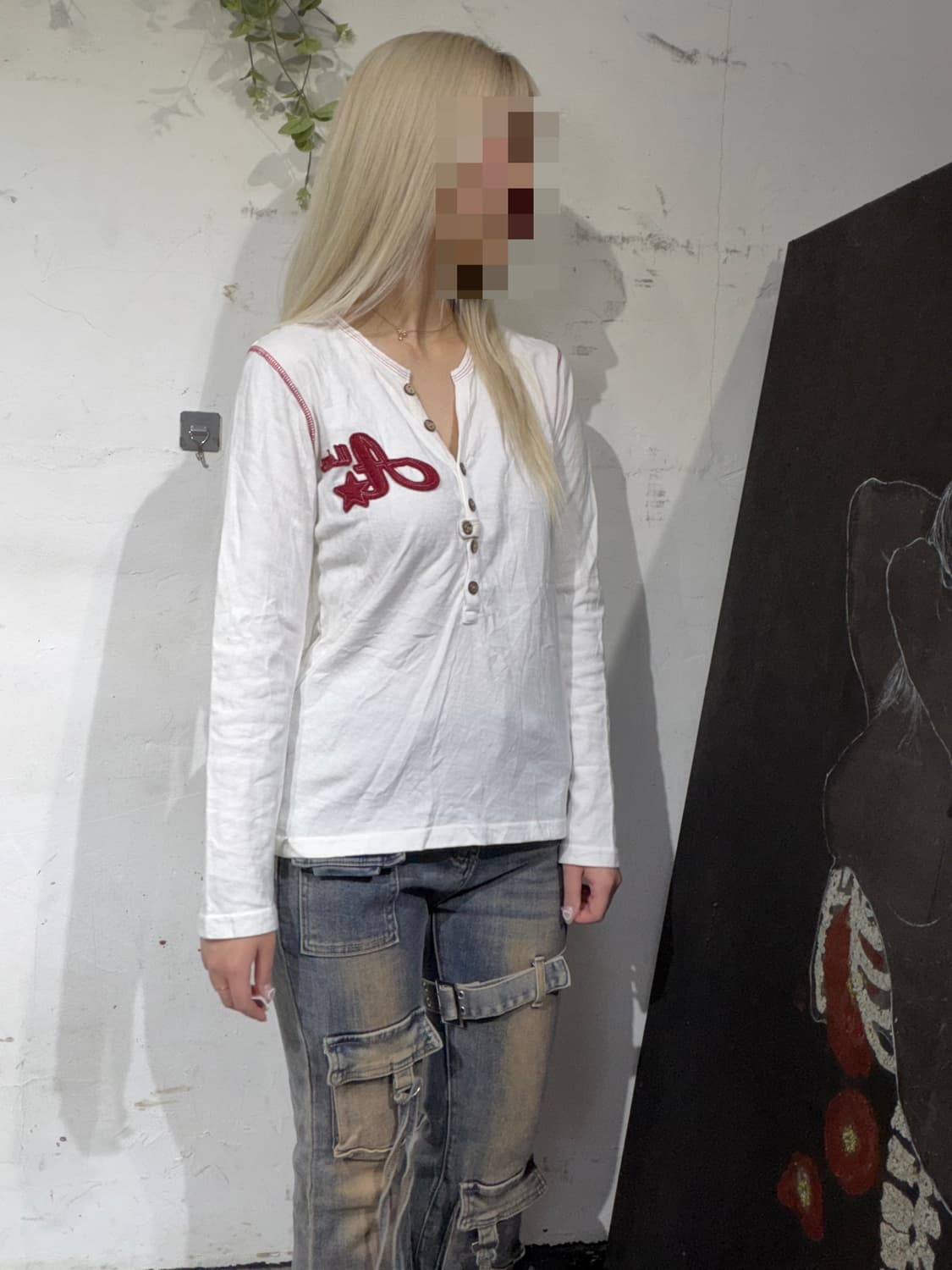 컨버스 화이트 와투케 롱슬리브 긴팔 티셔츠 M 상품이미지5