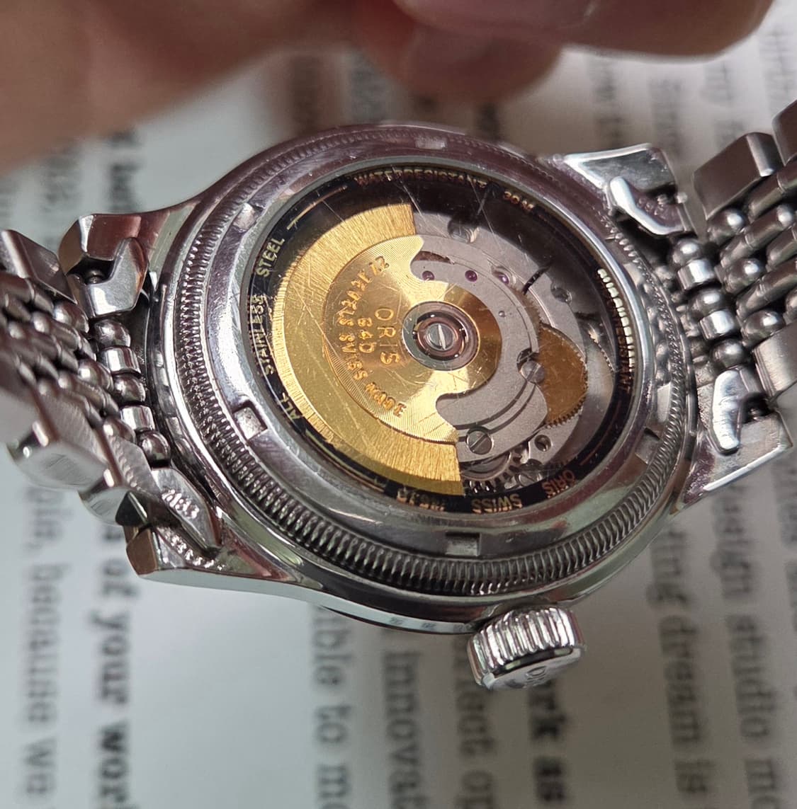 레어] 빈티지 오리스 빅크라운 포인터데이트 스몰세컨즈 코인베젤 브슬 ve 상품이미지9