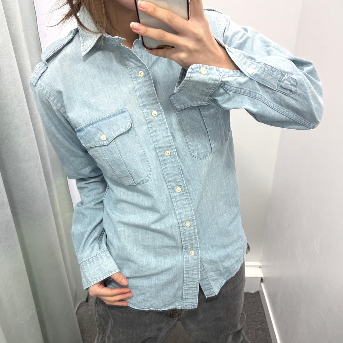 폴로 연청 데님 셔츠 상품이미지2