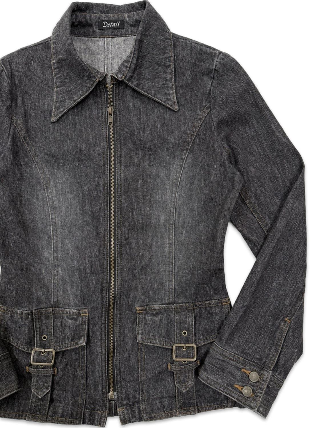 빈티지 Detail 블랙 벨트 포켓 라인 데님 자켓 상품이미지2