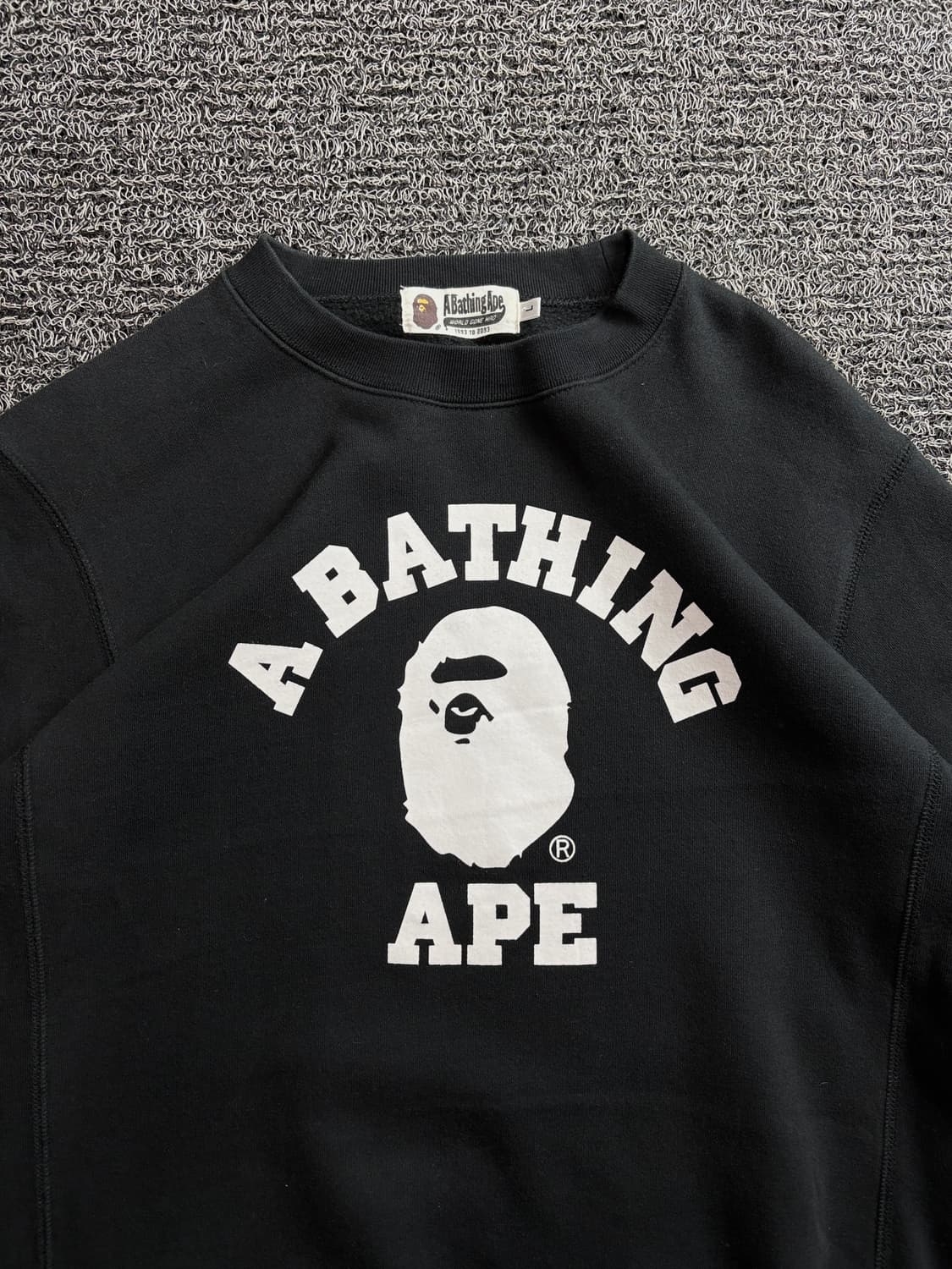 베이프 컬리지 크루넥 스웻 셔츠 블랙 3977 상품이미지1