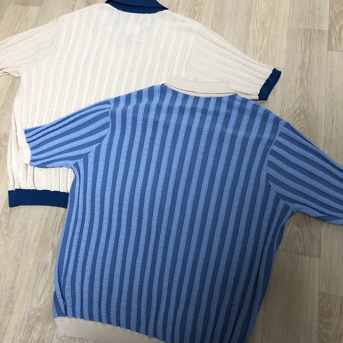 (L) 새상품 세터 SATUR 시트론 베르 와펜 칼라 풋볼 하프 니트 상품이미지8