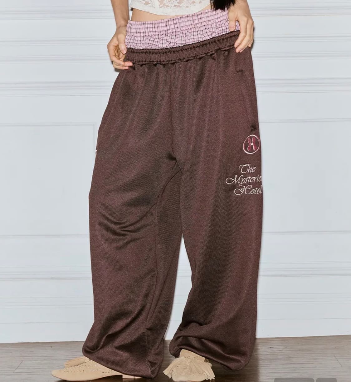 즉입거래/ 미스테리어스호텔 레이어드팬츠 브라운 상품이미지1