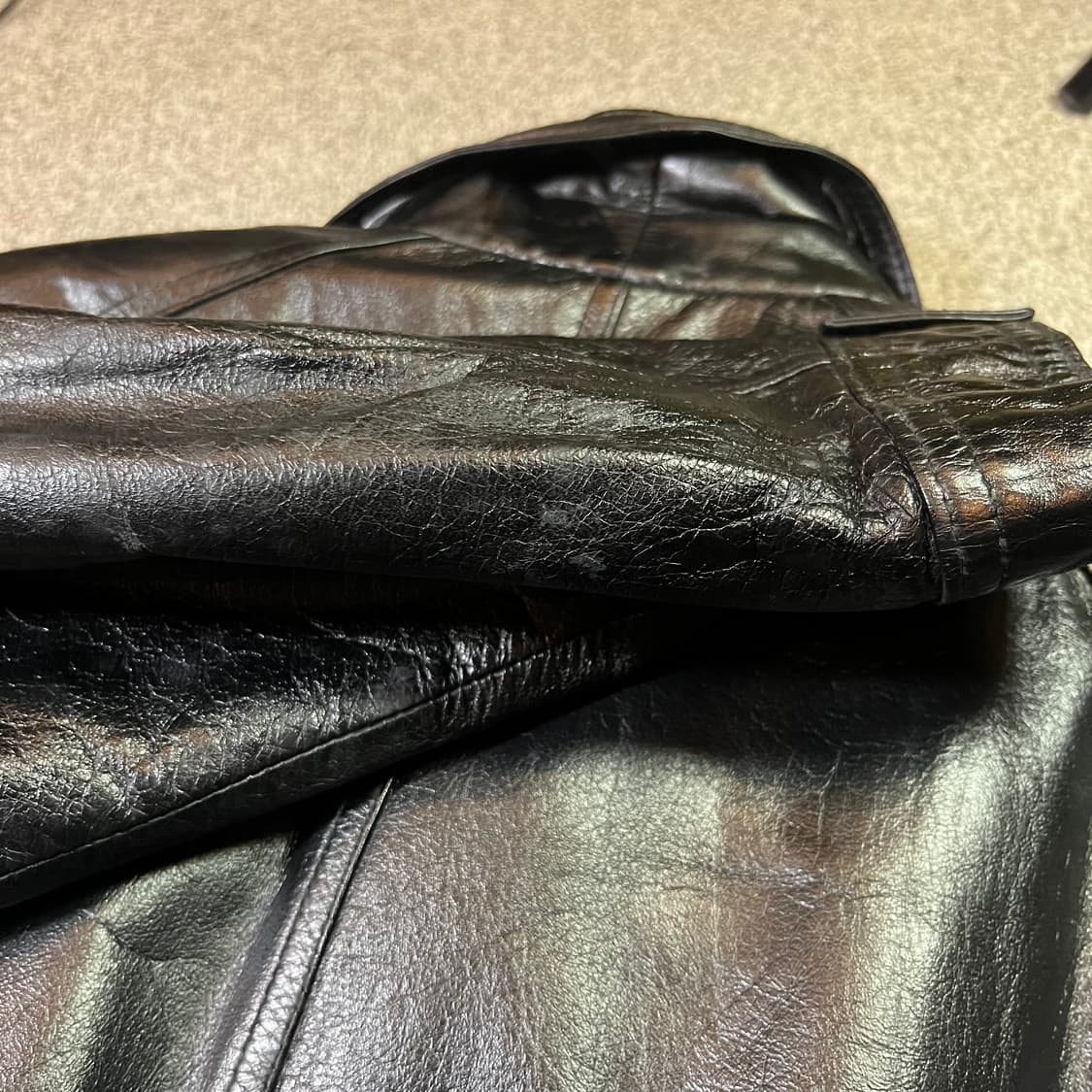 Vintage 빈티지 하이넥 가죽 봄버 자켓 상품이미지5