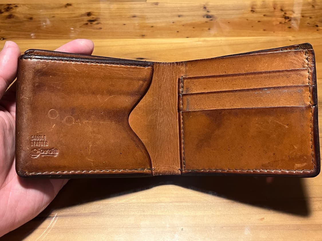 [희귀/풀에이징] 고로스(goro's) 새들 레더 이단 지갑 - 버팔로  상품이미지3