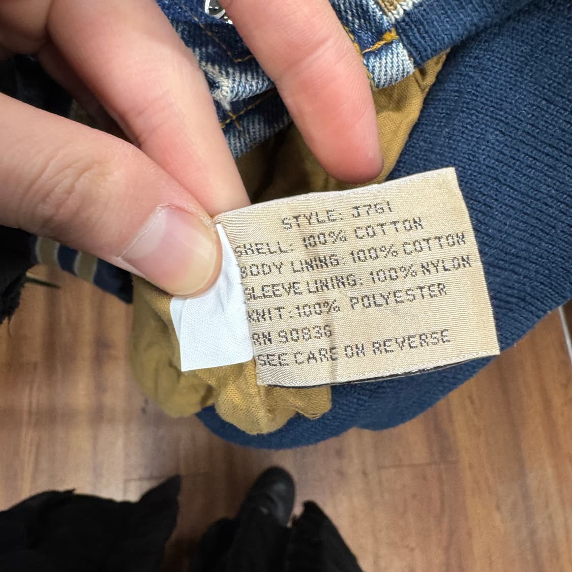 00s USA VINTAGE 데님 바시티자켓 브라운 배색 중청 상품이미지7