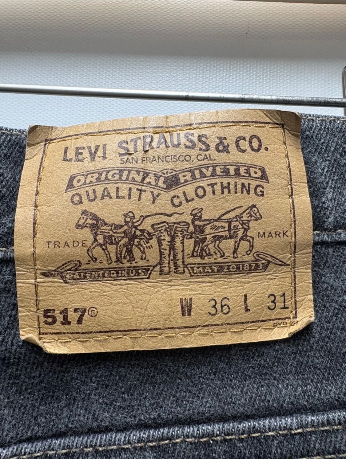 90s 리바이스 517 부츠컷 오렌지탭 블랙 팬츠 36x31 상품이미지6