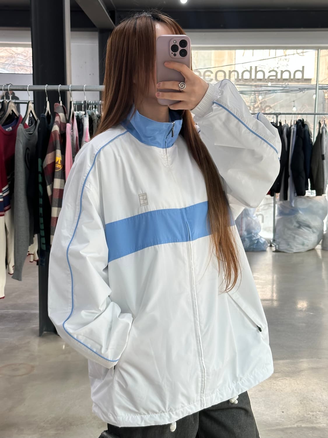 나이키 올드스쿨 스포티 윈드브레이커자켓 화이트소라 데드스탁 상품이미지2