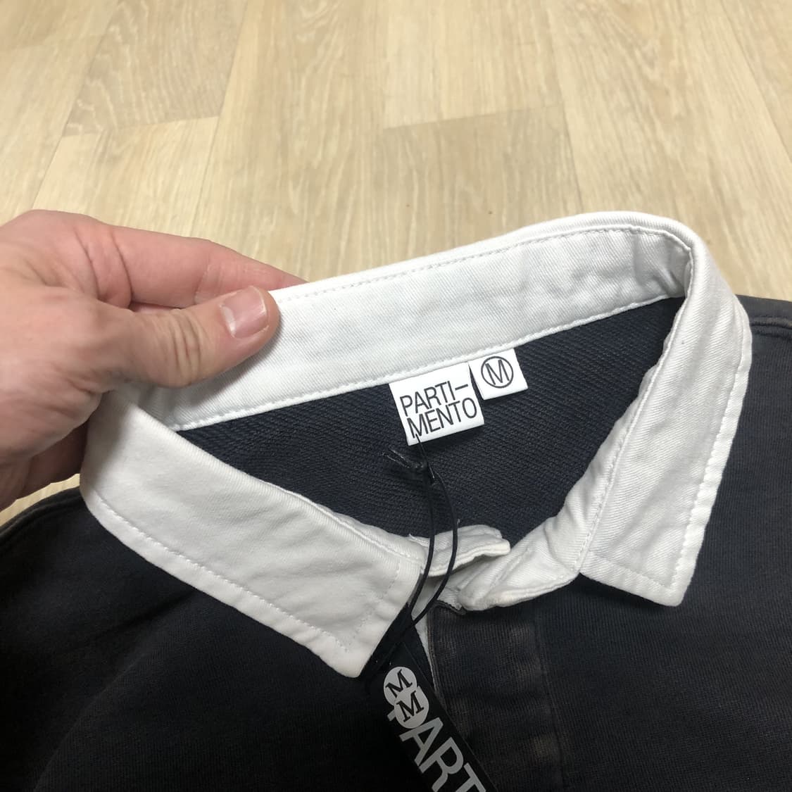 (M) 새상품 파르티멘토 2year 워시 럭비 스웨트 셔츠 다크 네이비 상품이미지4