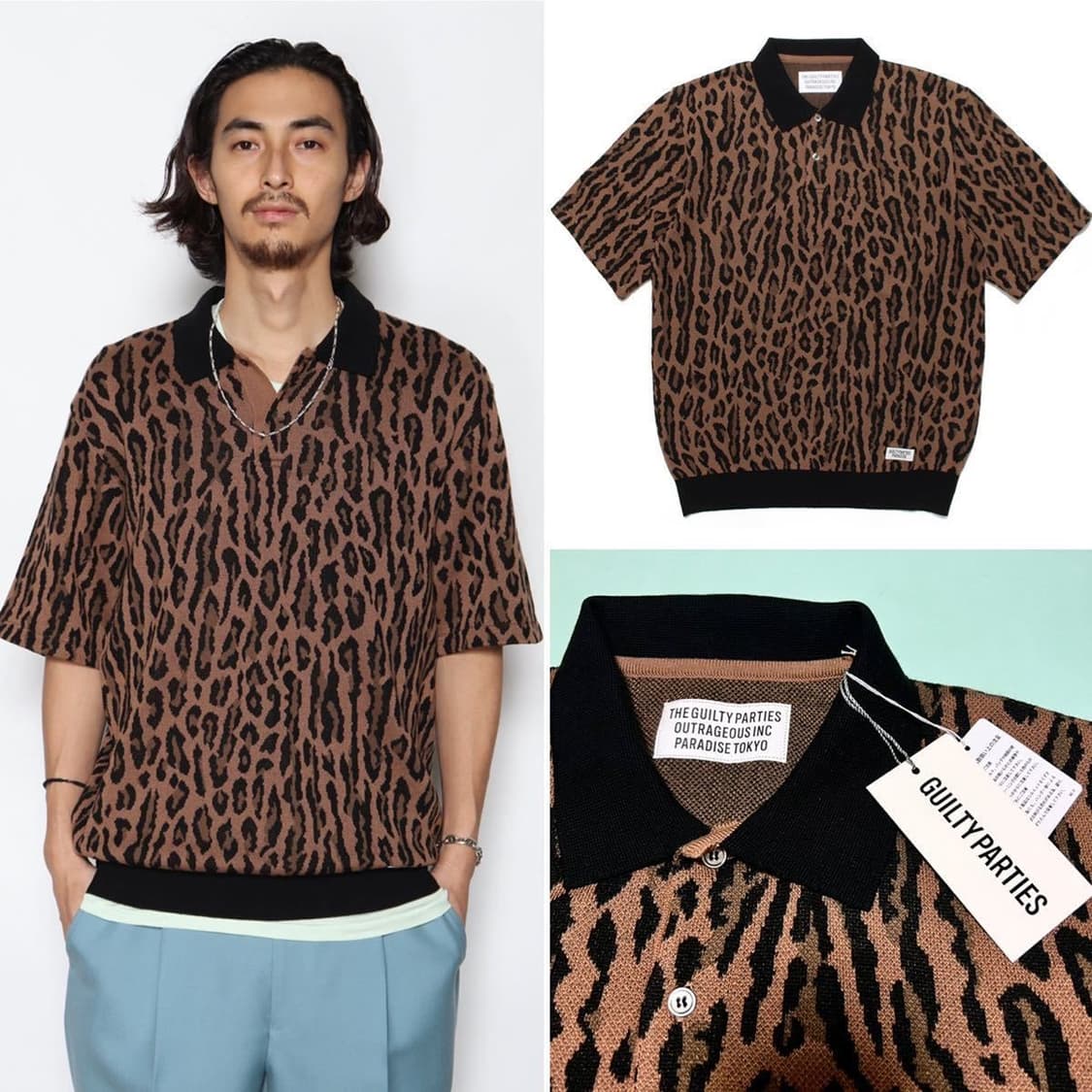 [M] 와코마리아 레오파드 니트 폴로 상품이미지2