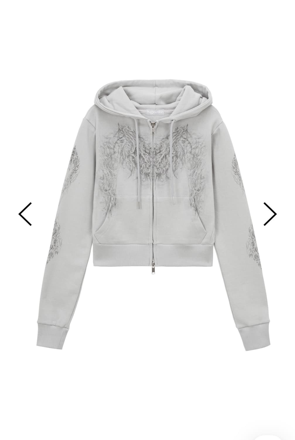 Skully crop hoodie zip-up (Gray) 상품이미지2