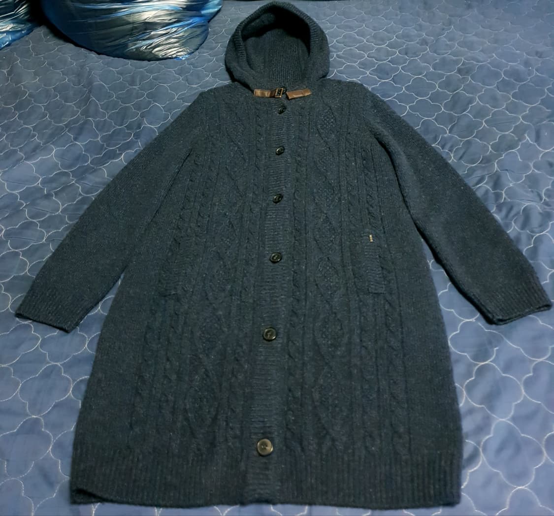 (단종매물) 헤지스 우먼 케이블 넥스트랩 후드 롱 가디건 네이비 (S) 상품이미지1