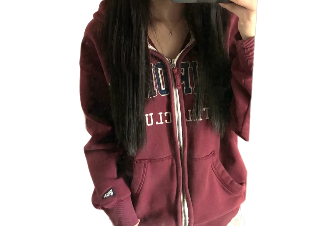 후아유 버건디 후드집업 상품이미지1