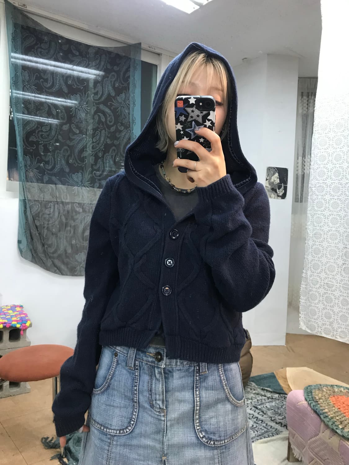 타미힐피거 여성 케이블 크롭 후드 가디건  상품이미지2