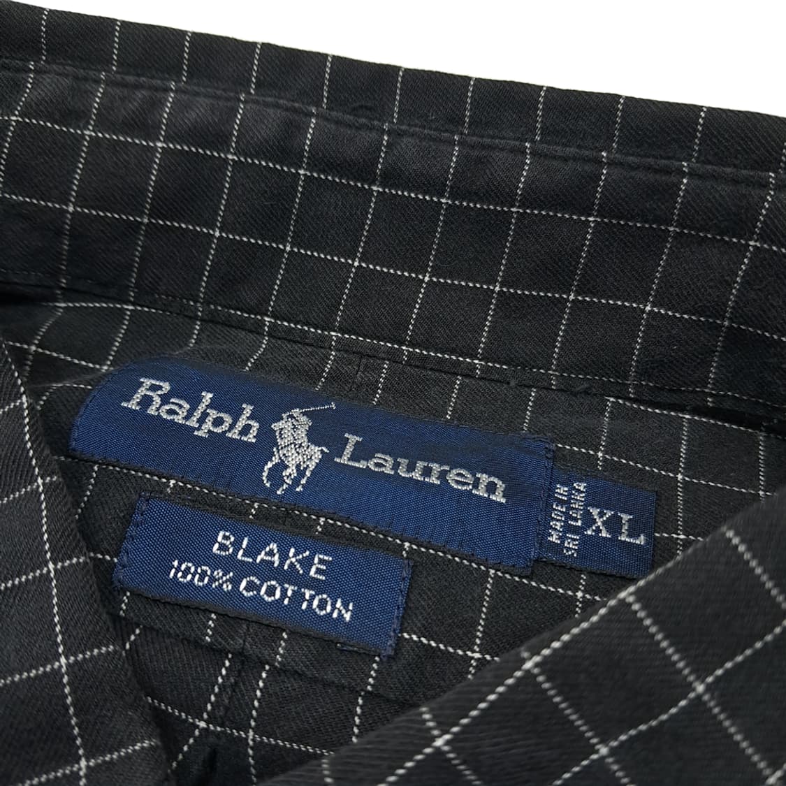 CL659 XL 폴로 90s 블랙 스몰 체크 다크그레이 셔츠 남방 상품이미지3