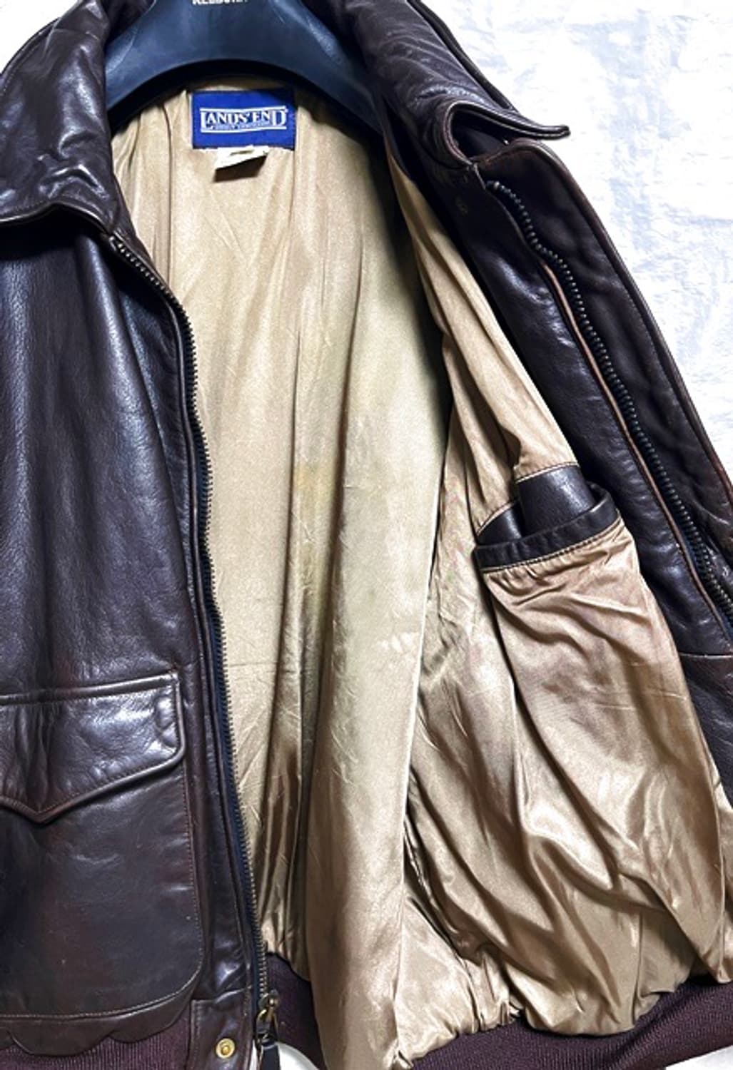 made in usa  lands end A-2 가죽 플라이트 자켓 L 상품이미지5