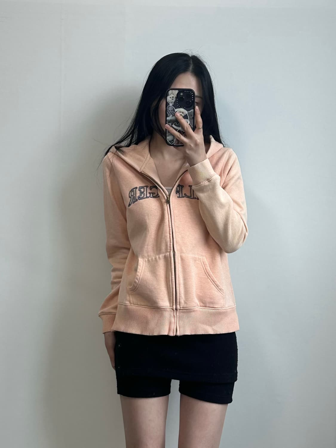 타미힐피거 자수로고 스킨톤 후드집업 상품이미지1