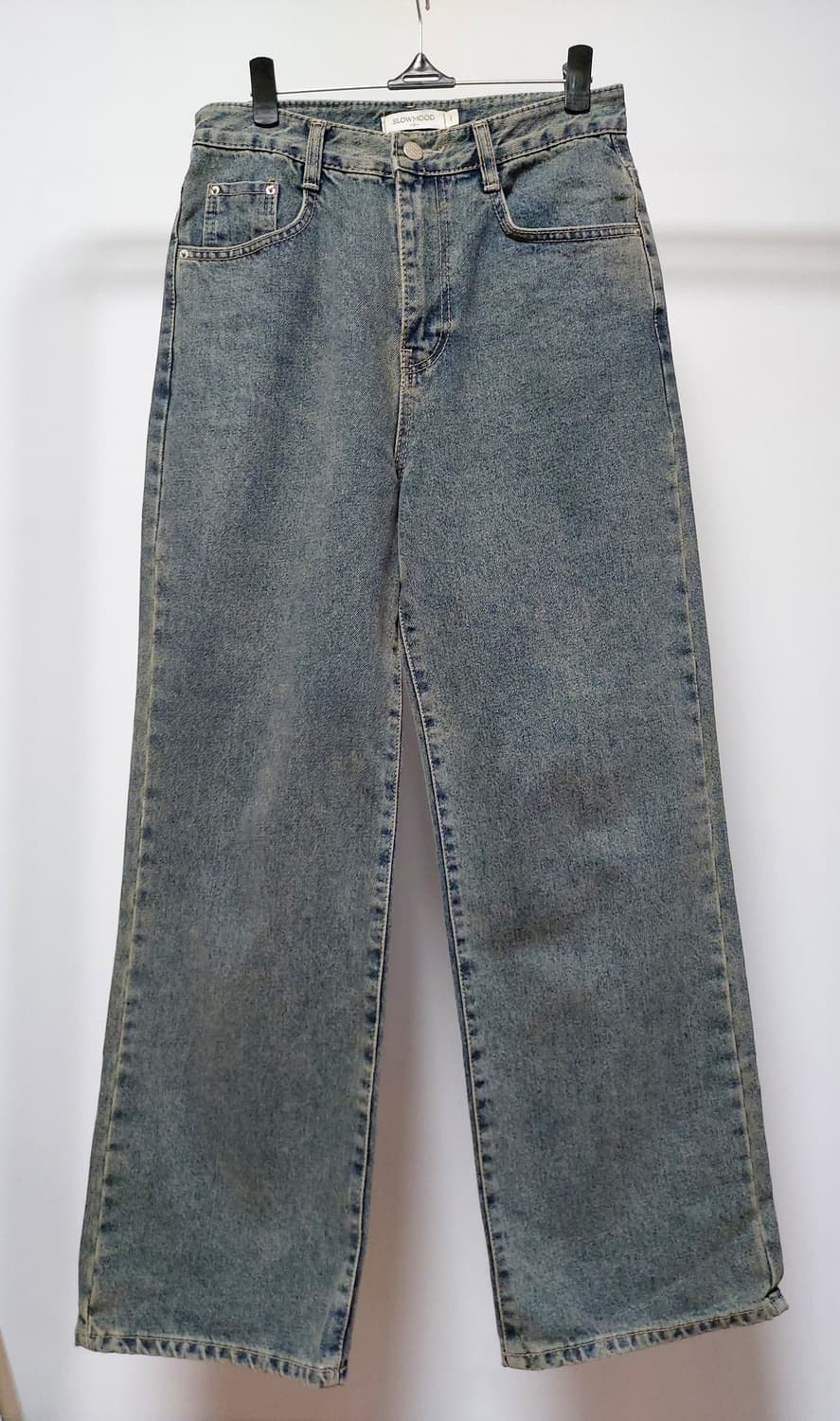 슬로우무드 네츄럴 여성 워싱 와이드 데님팬츠(S) 
 상품이미지1