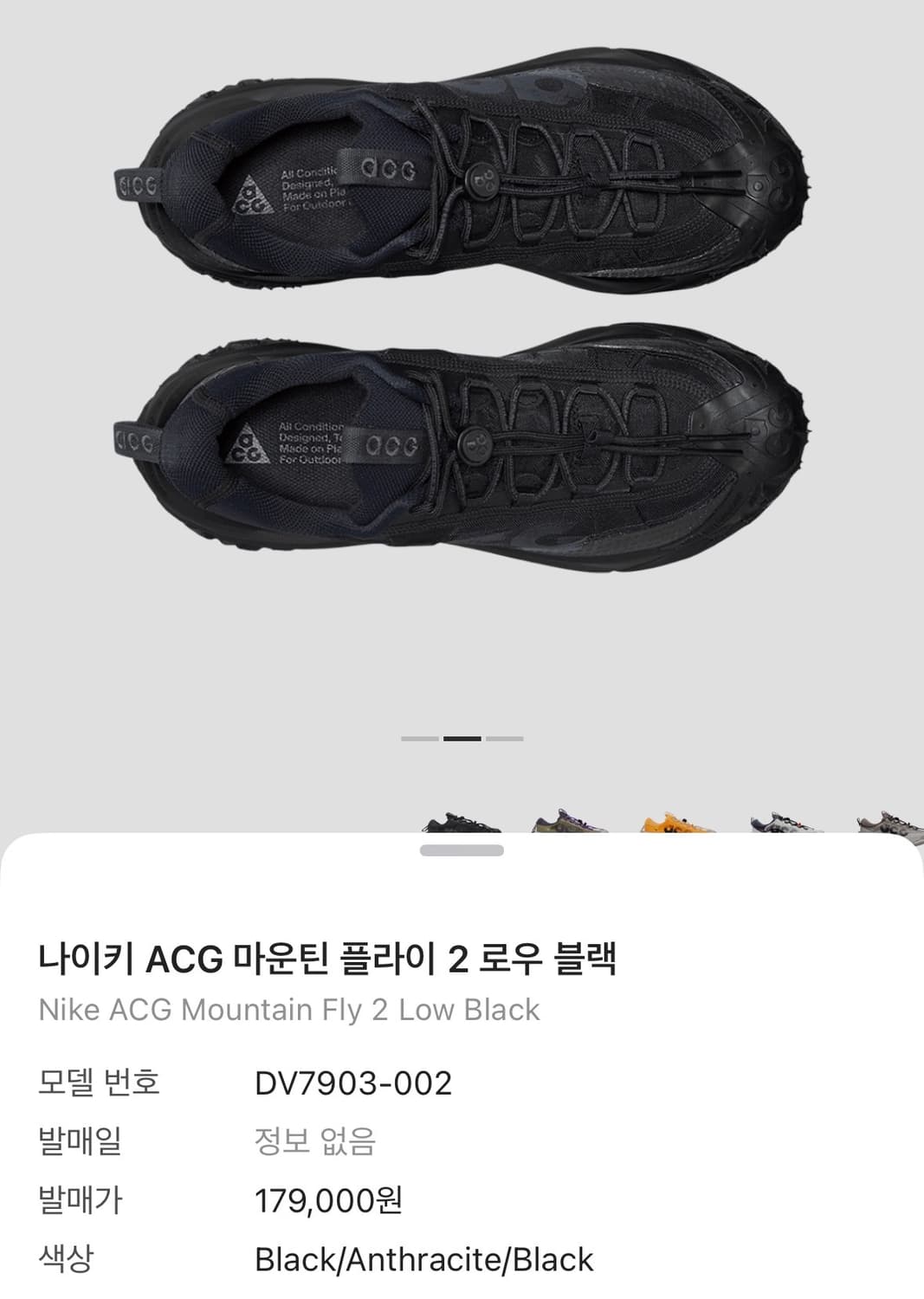 (260) 나이키 ACG 마운틴 플라이 2 로우 블랙 상품이미지1