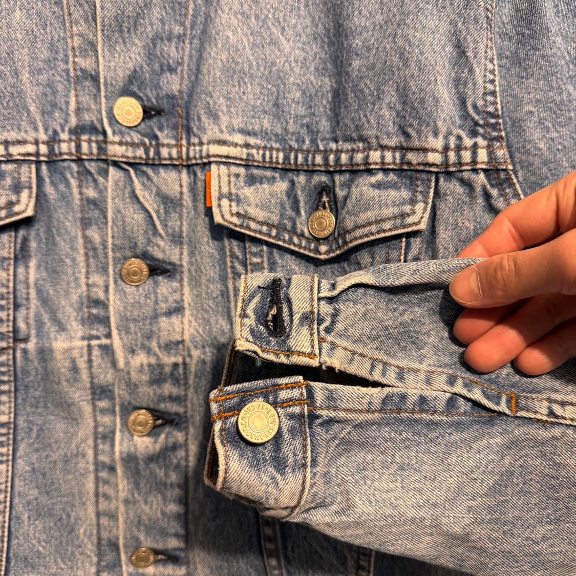 80s Levis OrangeTab Denim Trucker jacket 상품이미지5