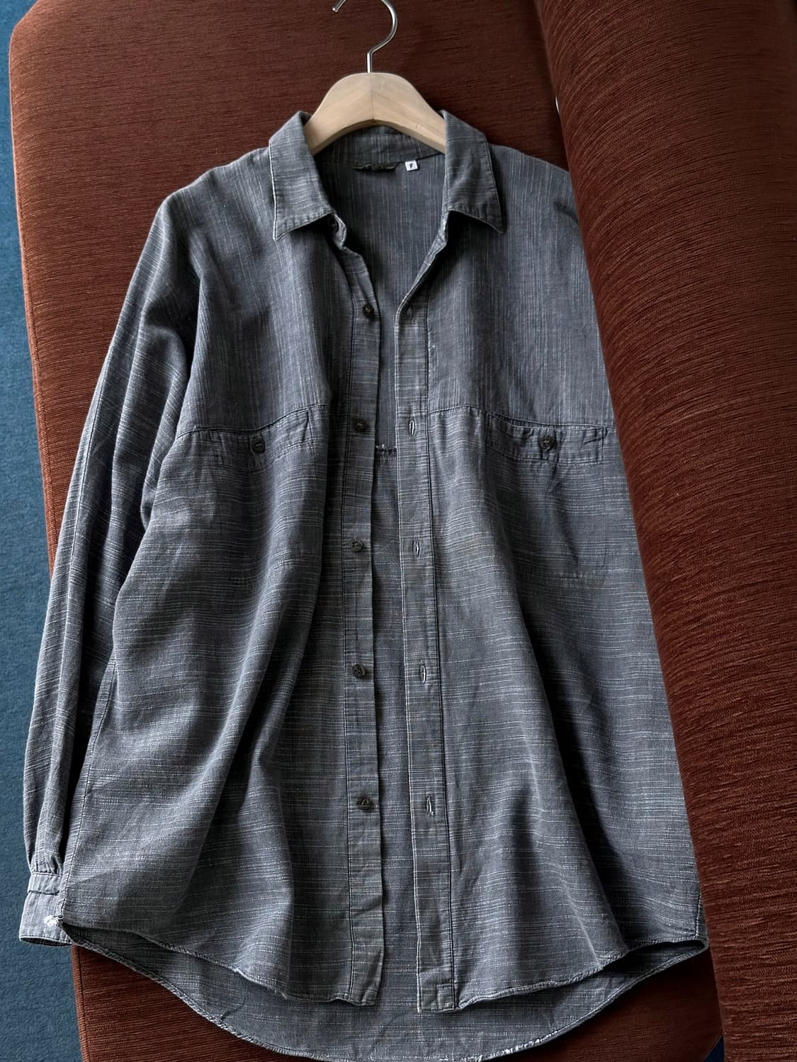 Rough cotton jacquard panel design shirt 상품이미지2