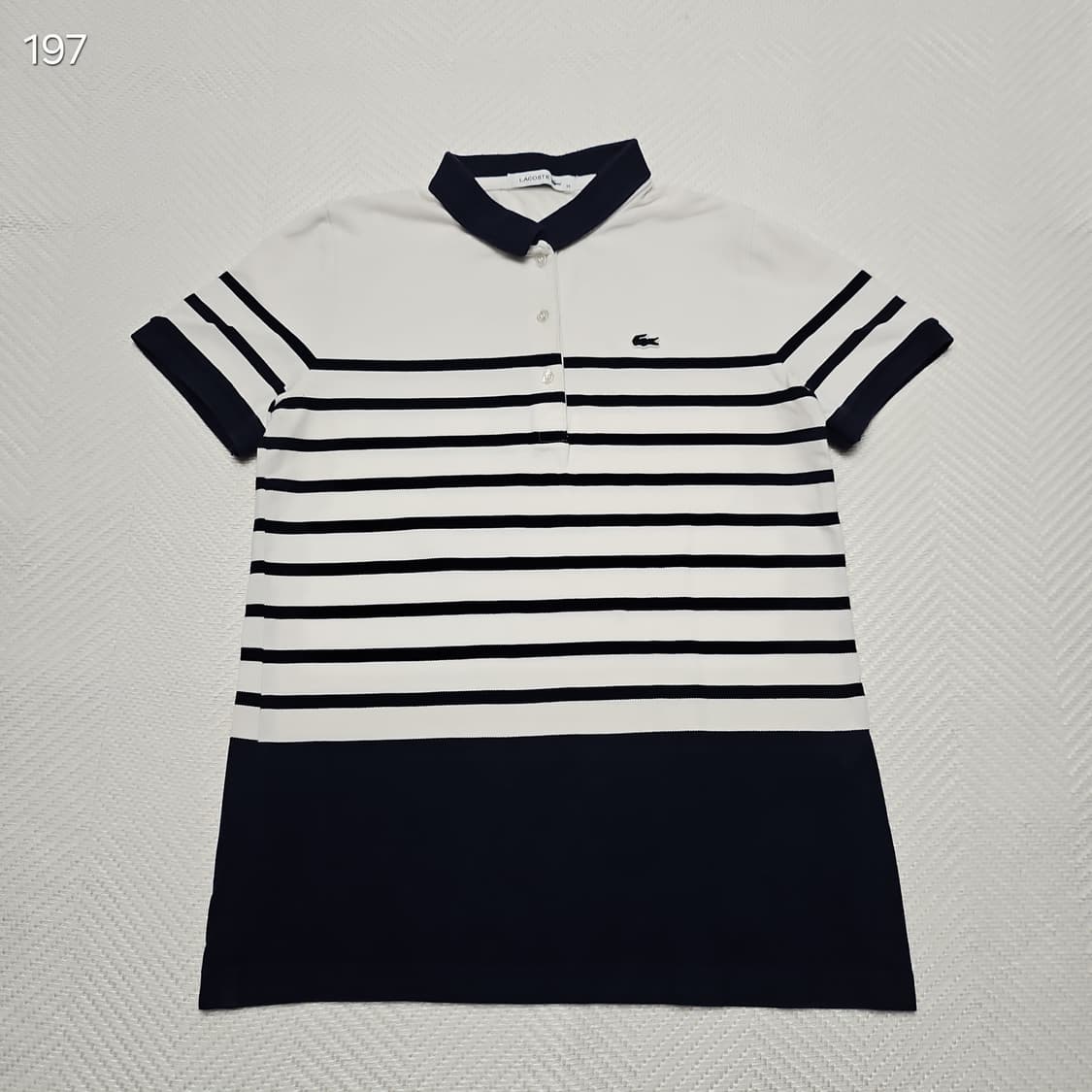 라코스테 여성 스트라이프 카라 티셔츠 38 상품이미지1