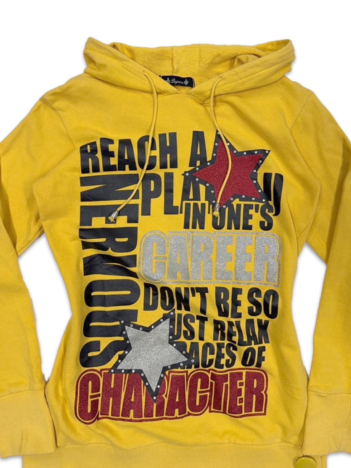 빈티지 옐로우 레터링 펑크 후드티 상품이미지3