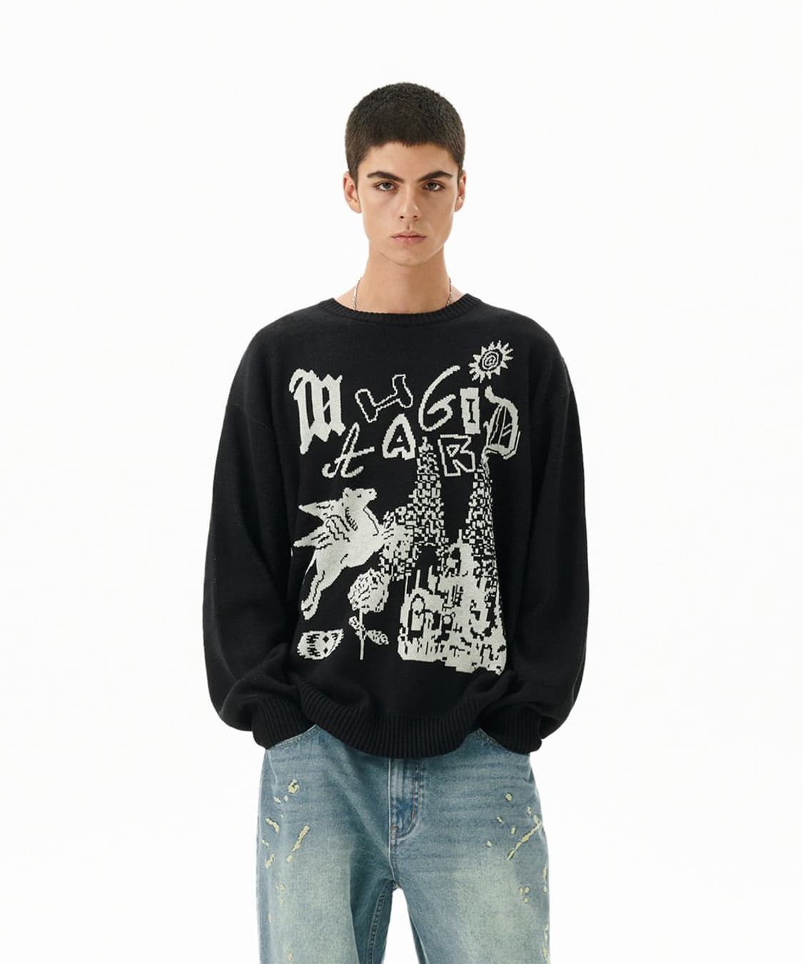 ​[MAHAGRID] Gothic Castle Jacquard Knit  상품이미지1