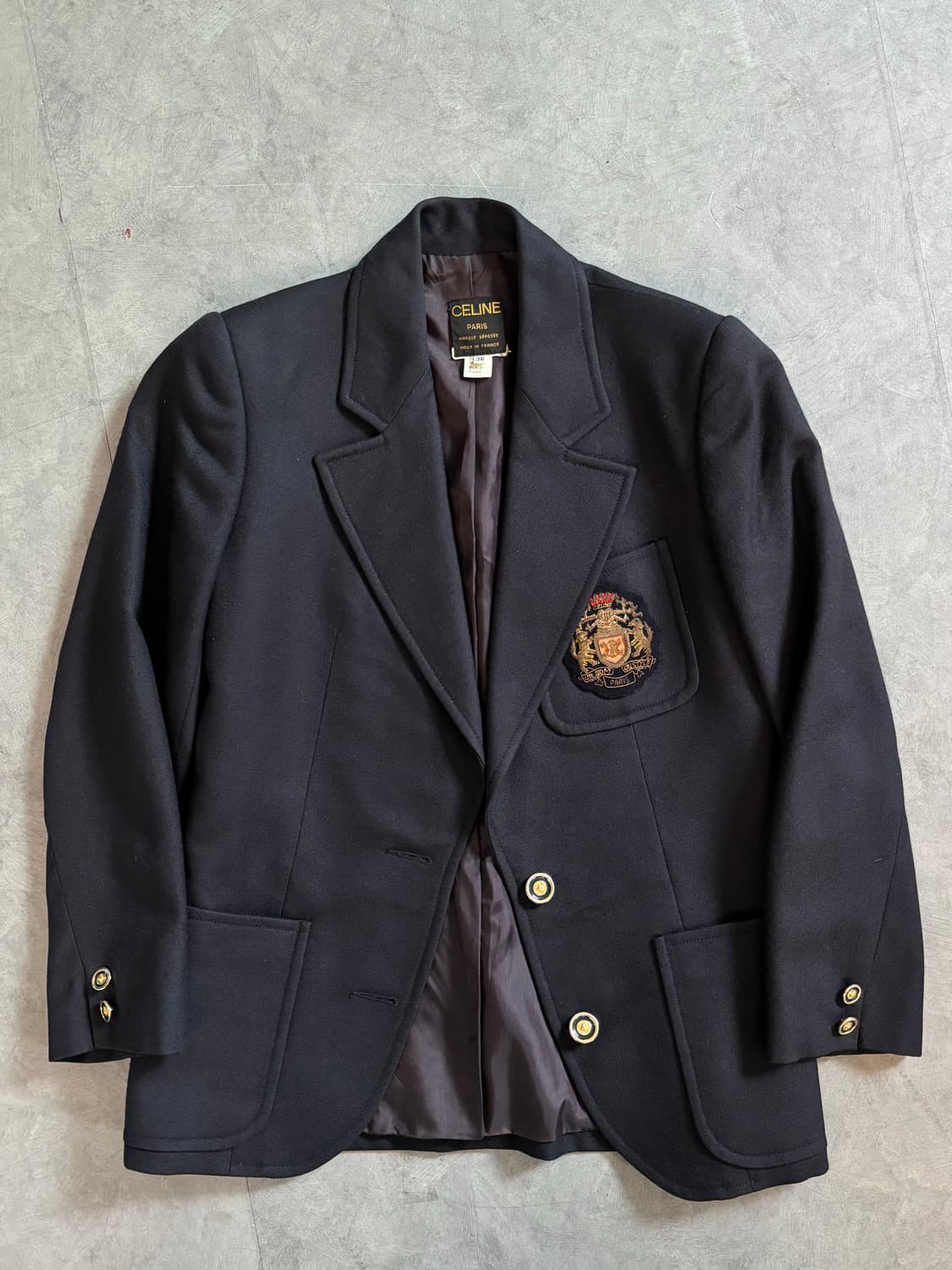 Celine 올드 셀린 네이비 와펜 로고 블레이저 상품이미지2