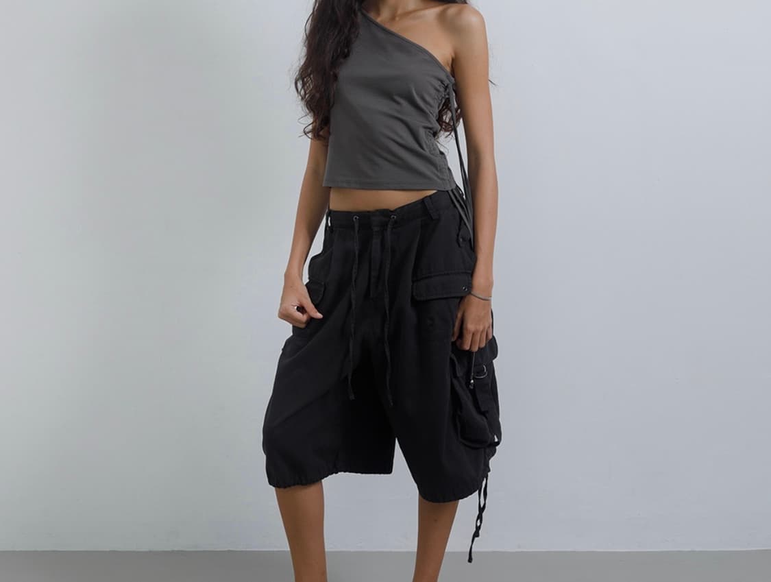 워시드 카고 미디 쇼츠 차콜 상품이미지1