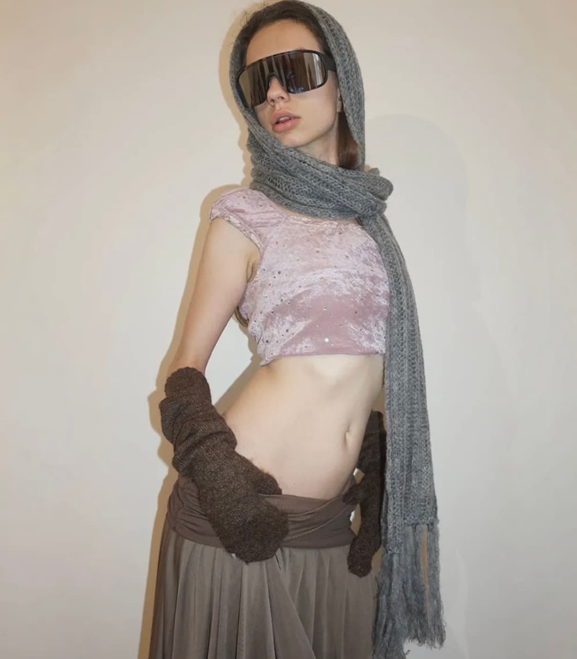 Fluffy Fringe Scarf Melange Gray 상품이미지2