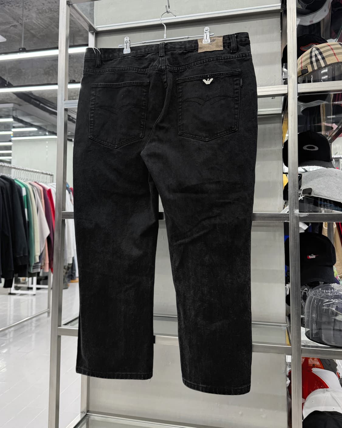 조르지오 아르마니 90S 스틸링 패치 흑청 블랙 데님 팬츠 상품이미지2