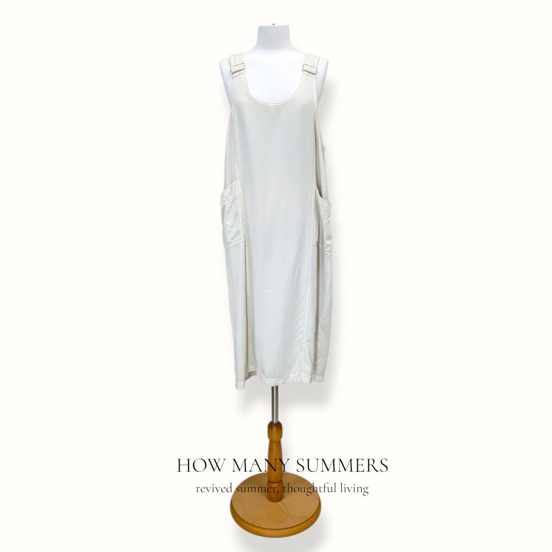제인에어 멜빵 롱 원피스 M 아이보리 점퍼스커트 포켓 뷔스티에 상품이미지1
