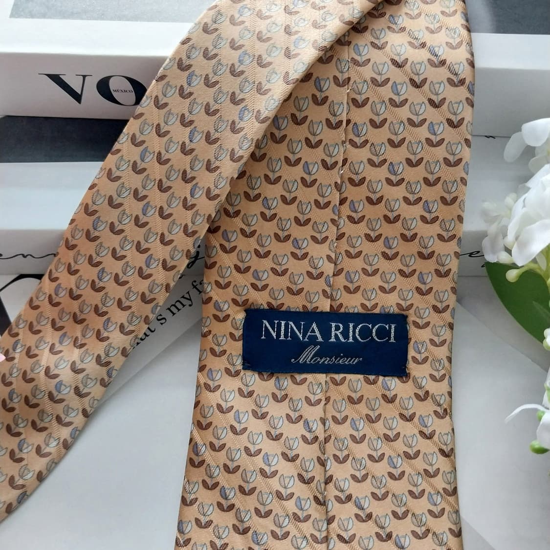 니나리치 실크 브라운 플라워 패턴 넥타이 9.1cm A+등급 K1694
 상품이미지5