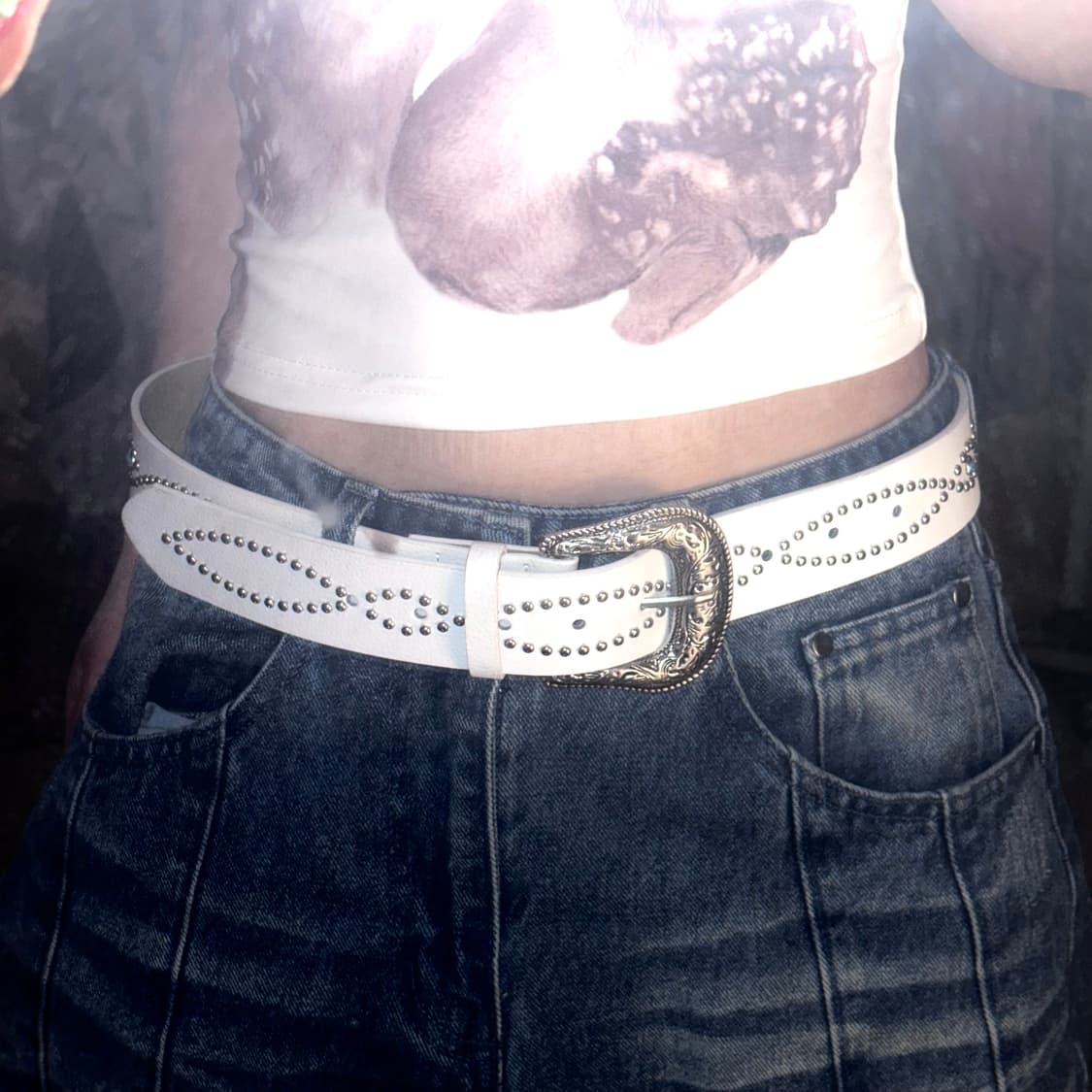Vintage Cubic White Belt 상품이미지2