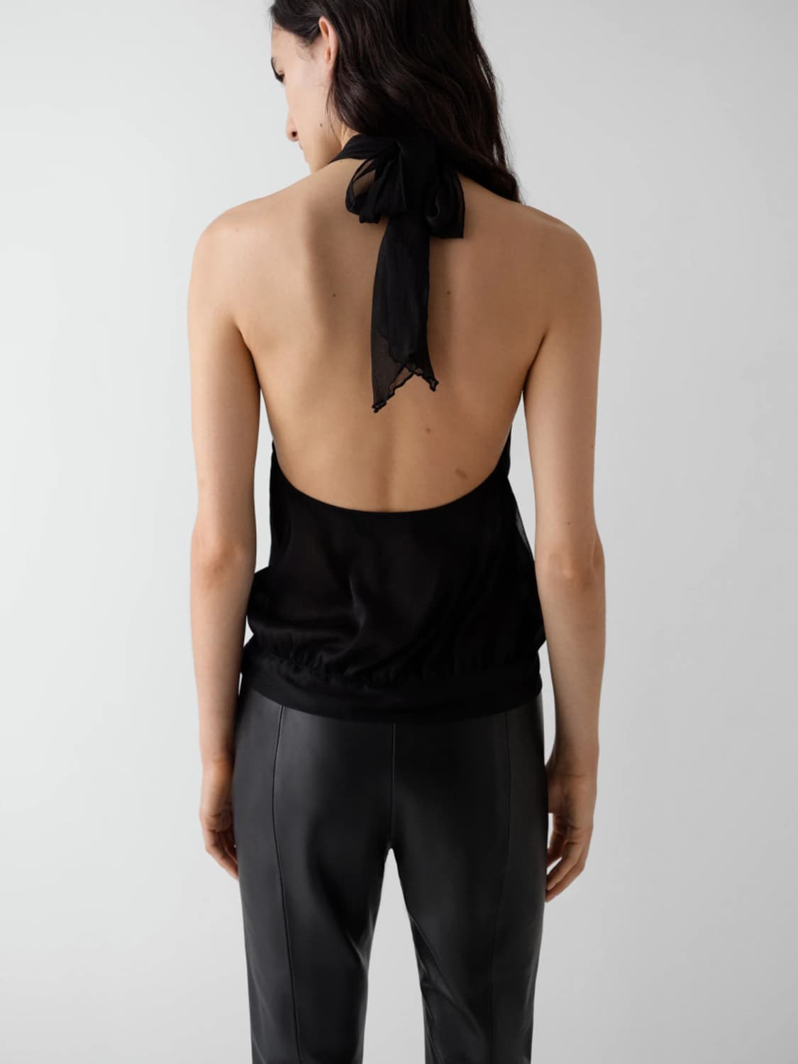 [S,M]기마구아스 Boa 시어 홀터넥 슬리브리스 탑/블랙 상품이미지2