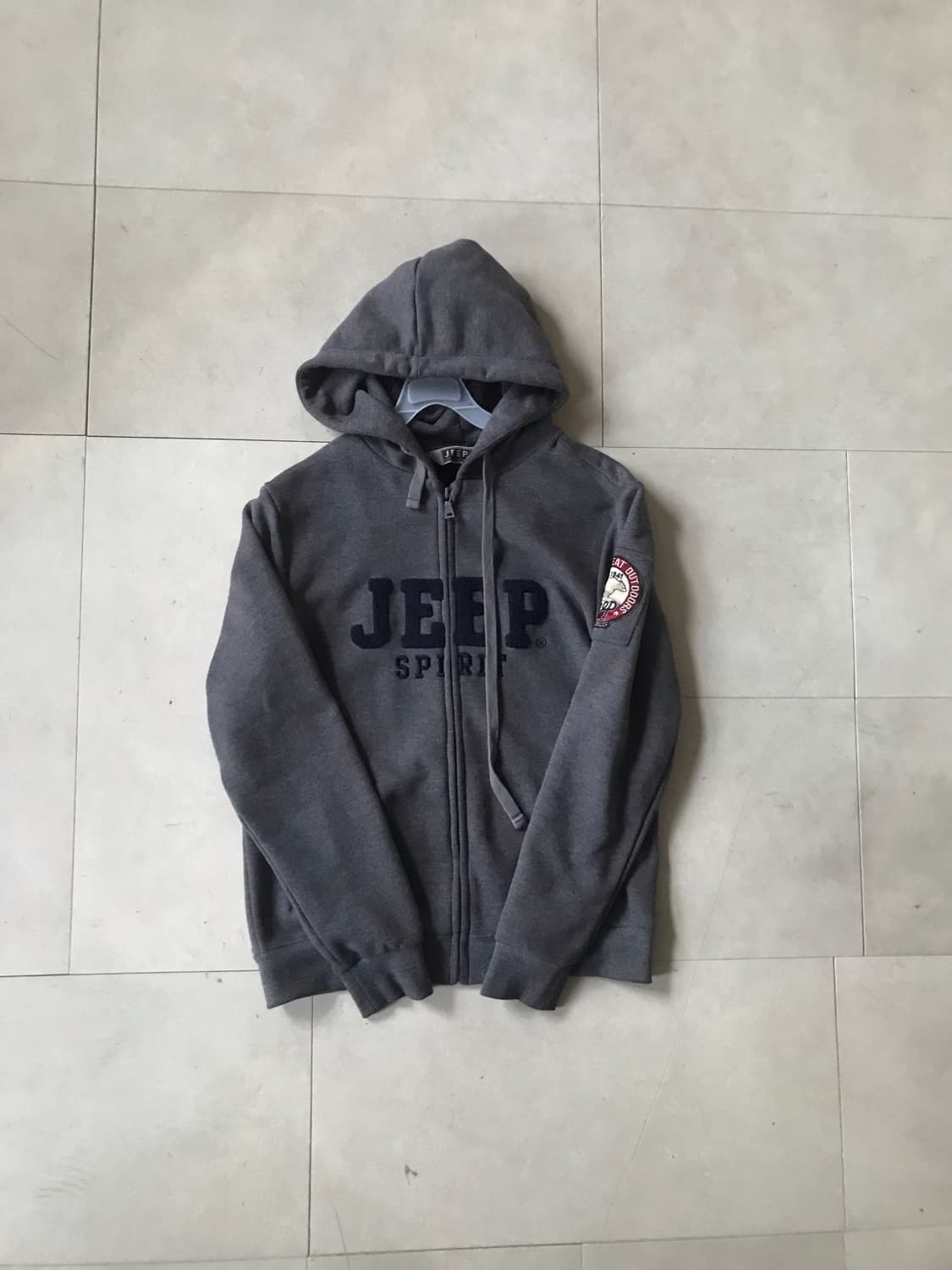 지프 그레이 후리스로고 후드집업 상품이미지6