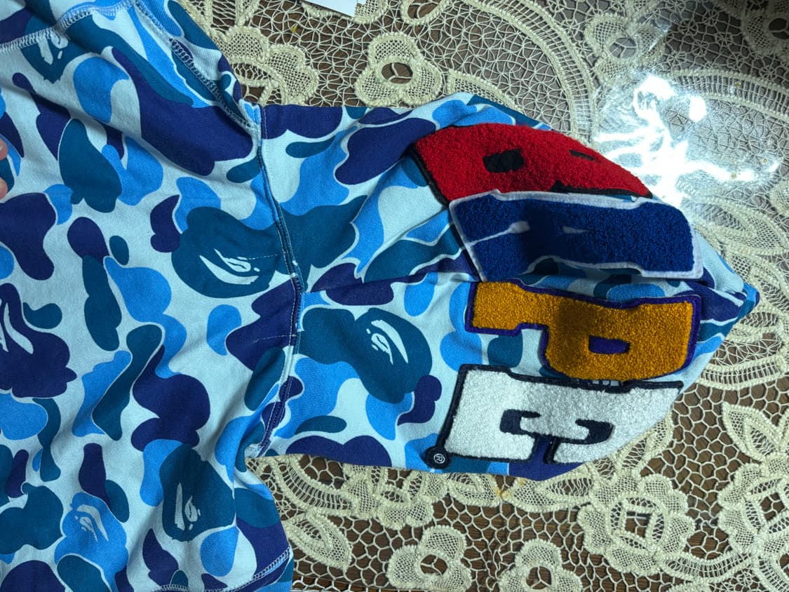 베이프 ABC 카모 세컨드 에이프 풀 집 후드 블루 s사이즈 급처 상품이미지3