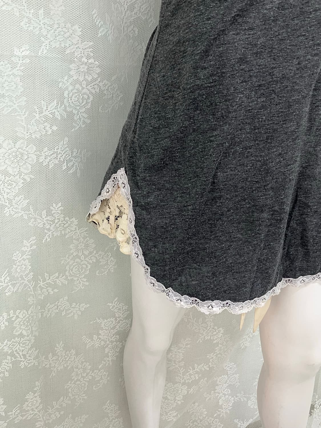 빈티지 차콜 레이스 하트 롱 원피스 1106 모리걸 y2k 스트릿 갸루  상품이미지3