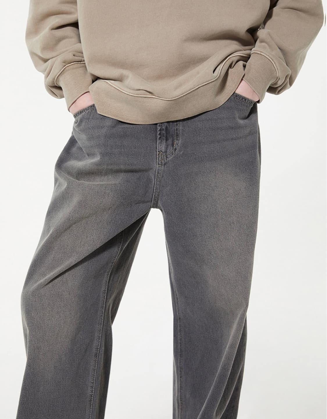 비바스튜디오 와이드 데님팬츠(샌드블랙/S) 슬로우애시드엘무드르아르낫포너드 상품이미지7